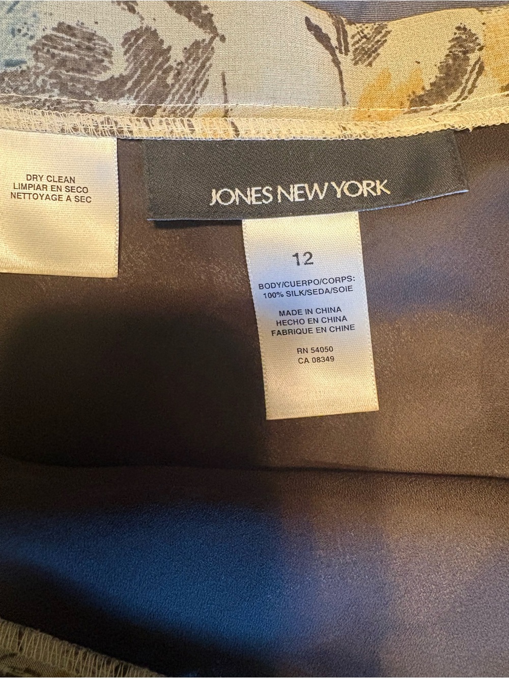 Jones New York Brown Silk maxi skirtwith Cream Floral T - Picture 2 of 3